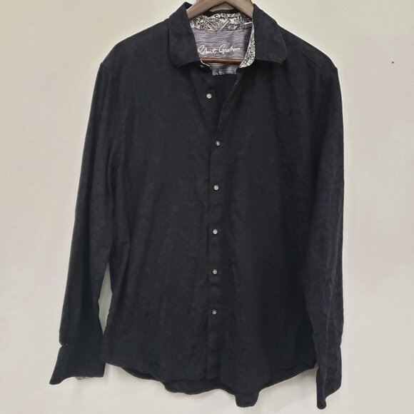 Robert Graham Men Embossed Button Up Shirt Size XL Flip Cuff Artsy Preppy Office - Picture 1 of 10